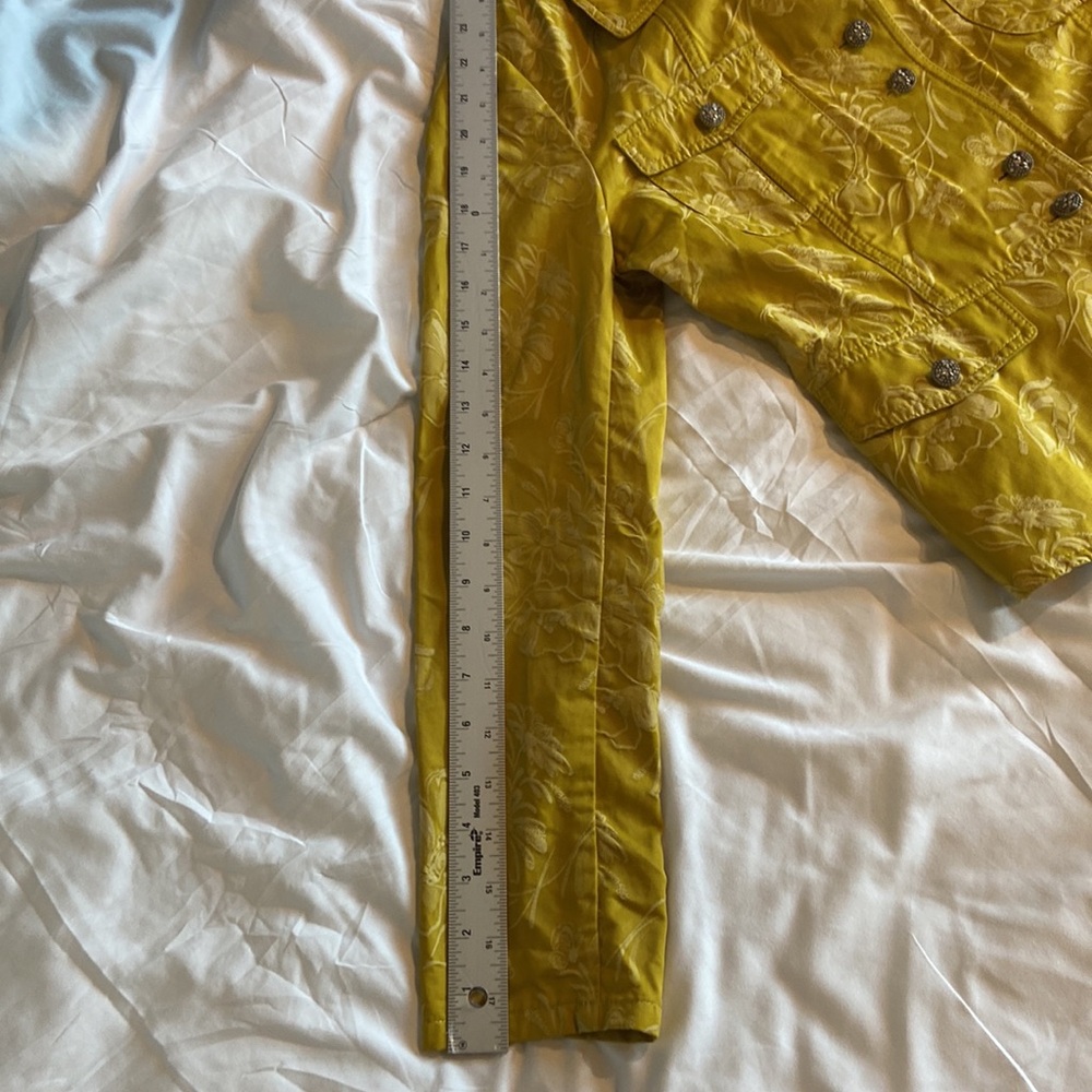 Sisley Yellow Floral Blazer 🌼 Size Small Fitted Jacket Button Front EUC - Picture 10 of 10